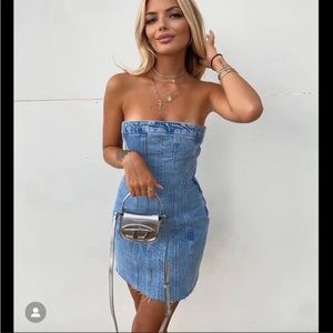 Zara DENIM BANDEAU DRESS